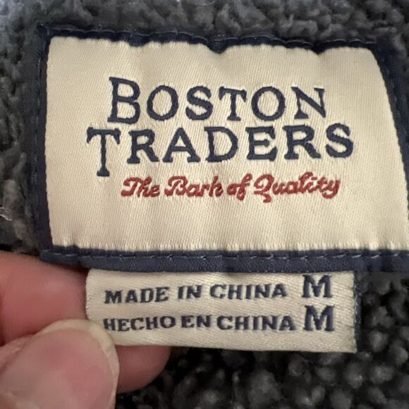 Boston Traders Cardigan Sweater Mens M Gray Cable Knit Sherpa Lined Heavyweight - Picture 2 of 10